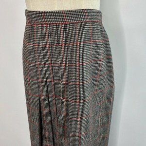Vintage Douglas Marc Wool Skirt Womens 13  /14 Pleated Lined Windowpane Plaid
